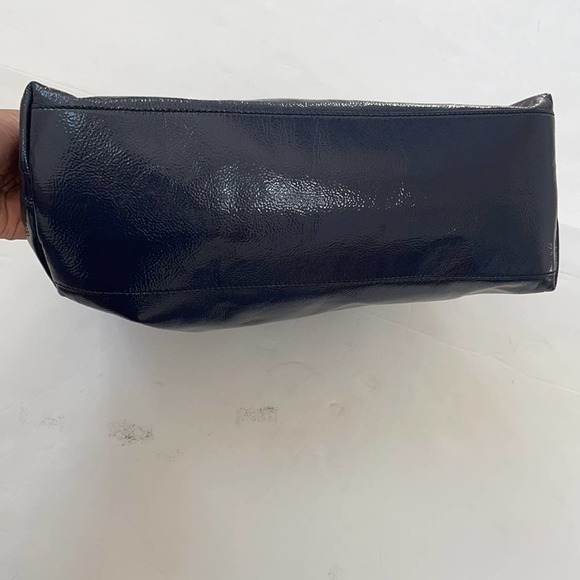 GUCCI Navy blue patent leather SOHO double chain GG tote bag large Rare - Picture 4 of 10